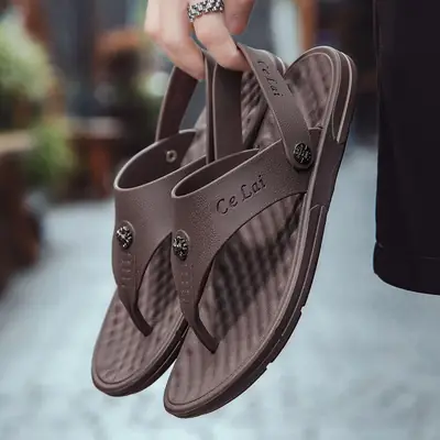 2023 Summer new casual slippers Korean fashion beach flip flops outdoor fashion slippers plus size slippers