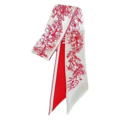 New Small Floral Printed Twill Silk Scarf for Women
