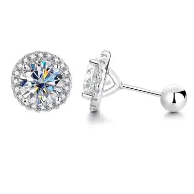 Sterein Silver Moissanite Earrings Round Diamond All Match