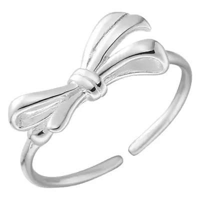 925 Sterling Silver Bow Ring Women's Simple Cute Sweet Lady Elegant Small and Meticulous Split Ring J5987