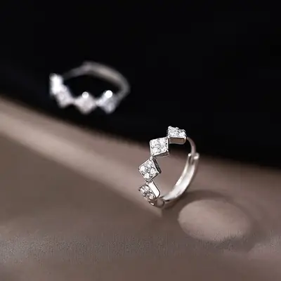 S999 Sterling Silver Japanese Korean Style Small Flash Diamond Ear Buckle
