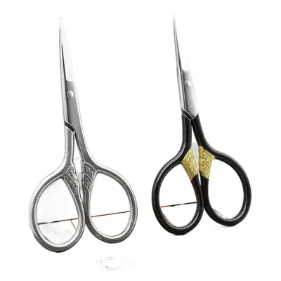 Stainless Steel Eyebrow Scissors Retro Embossed Mini Portable