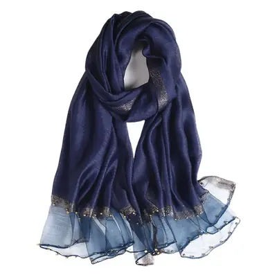 Wool Silk Scarf with Hand Beads for Women