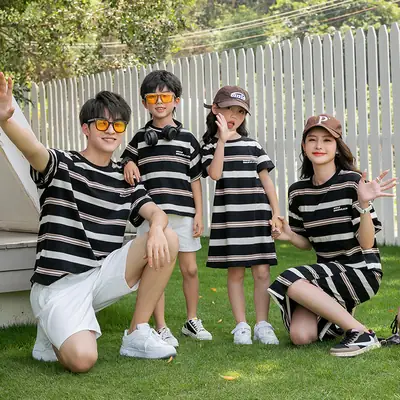 2023 Summer Striped T-Shirt Shorts Set for Boys & Girls