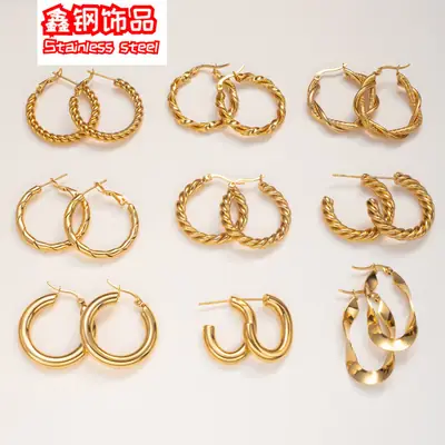 Golden Round Hoop Earrings for Women Luxury Niche Design