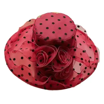 Women Sun Hat Polka Dot Net Gauze Summer