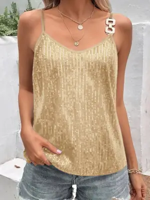 Maroon Sequin Camisole Top for Women Banquet Event