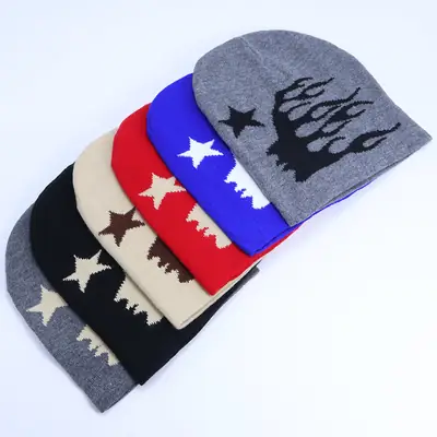 Grey Hip-Hop Knitted Hat for Men Women Winter Cold