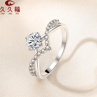 s925 sterling silver moissanite ring female Korean fashion 50 points crown diamond ring real diamond ring manufacturers wholesale