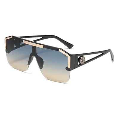 New Lion Head Sunglasses Black Gold Large Frame