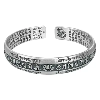 Temperament Solid Dandong Gate Retro Open Bracelet Heart Sutra Ethnic Style