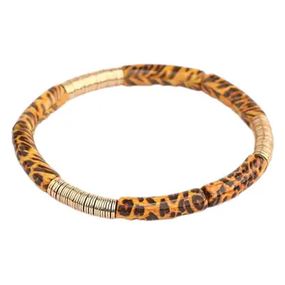 Leopard Print Acrylic Gold Bracelet for Women