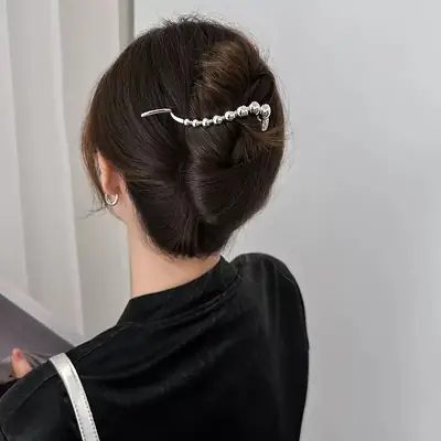 Silver Hair Clip with Frog Design for Women