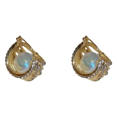 Real Gold Plated Mermaid Ji Pearl Geometric Earrings