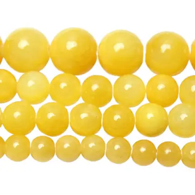Golden Beige Jade Round Loose Beads for Jewelry
