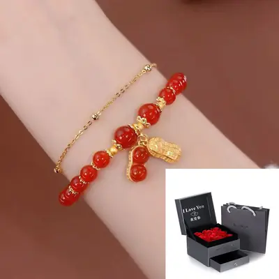 Red Red Pearl Double Chain Bracelet for Girls