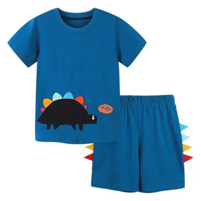 Children's Blue Dinosaur T-Shirt Short Sleeve Pure Cotton