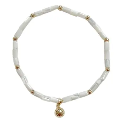 Natural Pearl Bracelet with Gold Beads & Charm