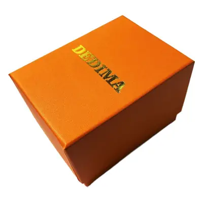 Orange Gold Stamped Square Watch for Men