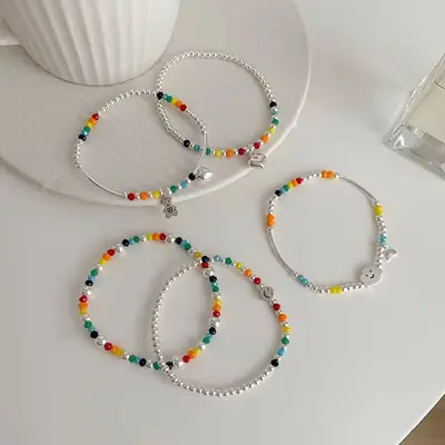 Rainbow Beaded Bracelet for Women Men