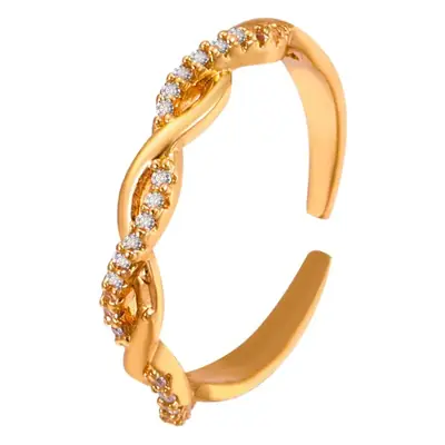 Golden Zircon Twist Ring for Women