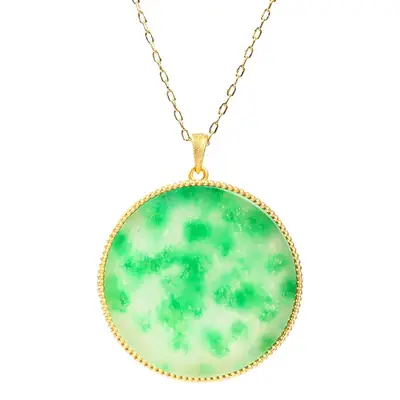 Round Inlay Jade Necklace Green Ice Glutinous Full Color