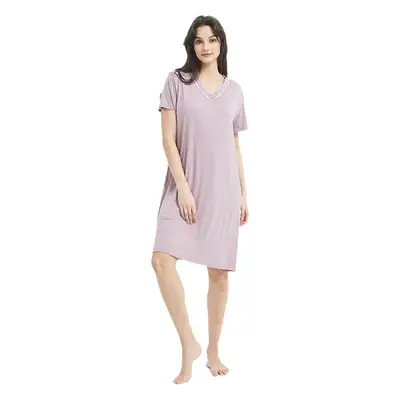 Women's Pink Short Sleeve Nightgown with Chest Pad