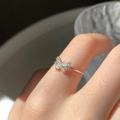 Butterfly Zircon Ring Women Summer Elegant Daily Wear