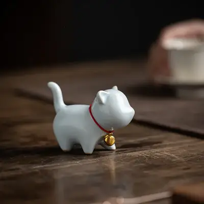 Cute White Ceramic Cat Decor Pen Holder for Home