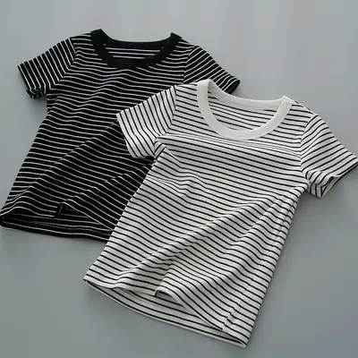 Striped Cotton T-Shirt for Boys Girls Large Summer