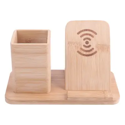 Wooden Wireless Phone Holder 10W Charging Desk Stand