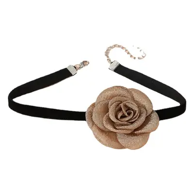 Rose Collar Necklace with Lace-Up Chain for Women