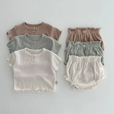 Korean Ins Lace Shorts & Jacket Set Solid Colors