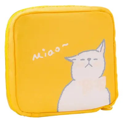 Yellow Cat Print Sanitary Napkin Storage Bag