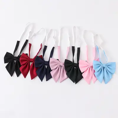 Black Bow Tie for Women Japanese Style Oblique Boxer