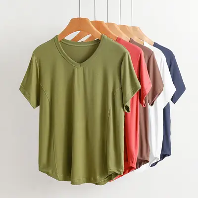 Women's Pink V-Neck T-Shirt Medium to XL