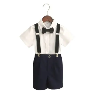 Boys' Black Striped Suspenders Suit Summer New Small Medium