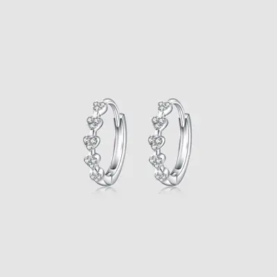 Women's Zircon Heart Earrings with Cold Wind Design