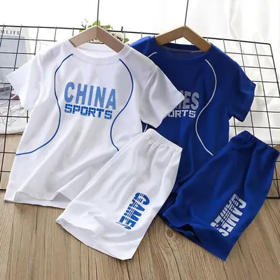 Children China Sports Ice Silk Shorts Set Orange