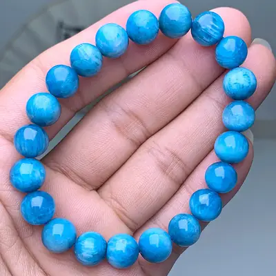 Natural Blue Apatite Cat's Eye Bracelet Beads