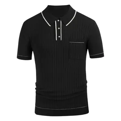 Brown Knit Polo Shirt for Men with White Trim