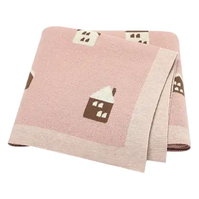 Pink House Jacquard Baby Blanket Hug Quilt