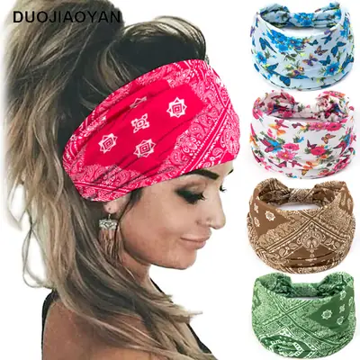 European American Butterfly Elastic Headband with Anti-Sweat Print