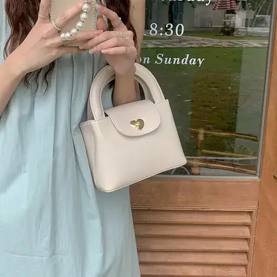 Black Korean Heart Lock Shoulder Crossbody Bag