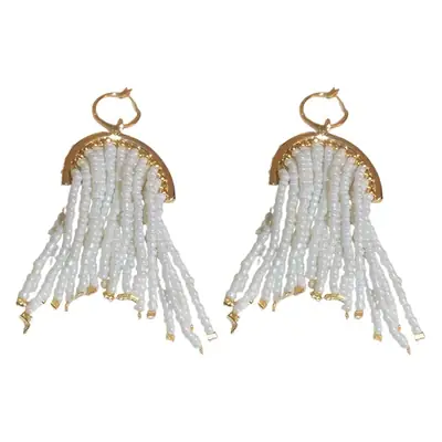 A two-wear beaded tassel ear buckle European and American exaggerated design earrings temperament trend new earrings wholesale women