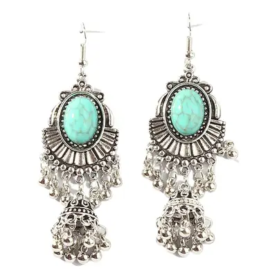 Tribal Malachite Tassel Earrings Set