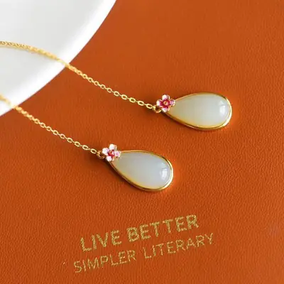 S925 Gold Plated Distinctive Flower Drop Earrings