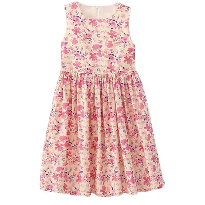 Girls Floral Cotton Dress Pastoral Style Summer