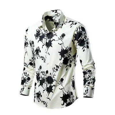 Men's 2023 Floral Long Sleeve Shirt Multicolor Slim Fit