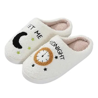 New Cross-Border Autumn and Winter Cotton Slippers for Men and Women, Home Moon Clock, Warm Indoor Cotton Slippers Wholesale